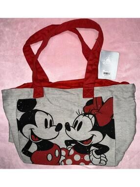 Disney Store Mickey and Minnie Mouse Kissing Canvas Tote NWT